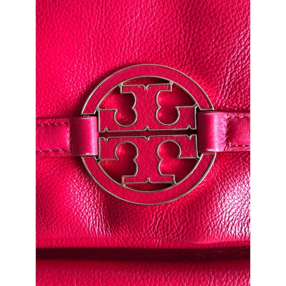 Tory Burch Deep Coral Foldover Messenger Bag - Picture 8 of 8